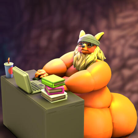 Sagong on his computer